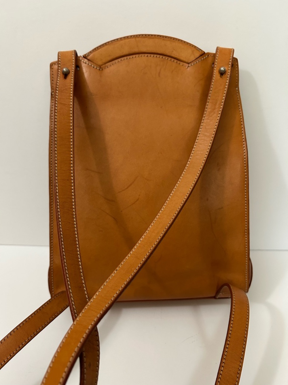 Byblos - Vintage Leather Backpack with Top Handle made in Italy. - Picture 4 of 15